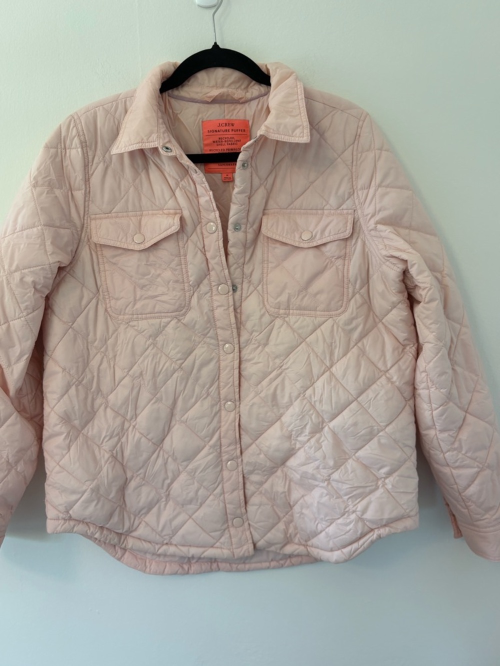 J. Crew Light Pink Quilted Puffer Jacket